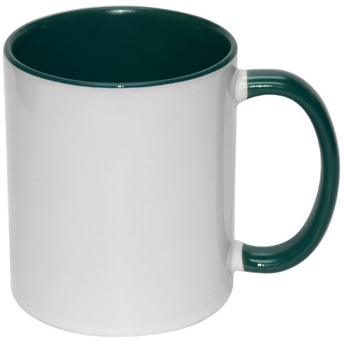  AA+ 330 ml Inner Handle Color Mug - Green ceramic