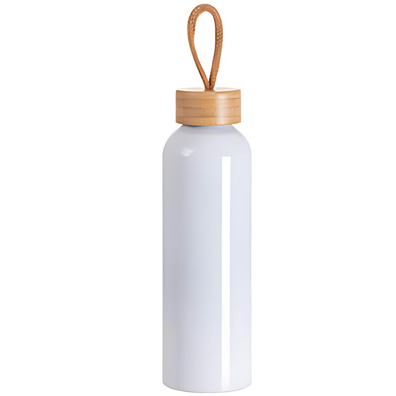 600 ml Aluminum Travel Bottle for Sublimation Printing with Bamboo Lid (white)