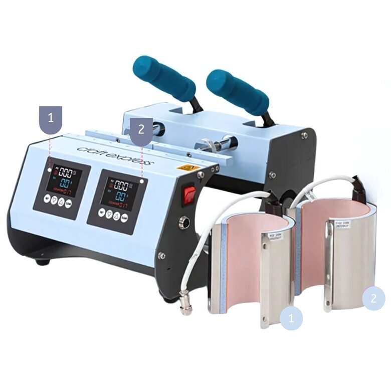 2in1 Two-station mug press for cups and tumblers 