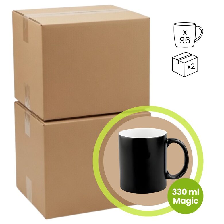 330 ml Magic Ceramic Sublimation Mug with Box – Black Matt Wholesale Pack (2 Boxes / 96 pcs)