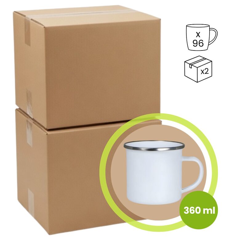 360 ml Enamel Sublimation Mug (white) - Wholesale Pack (2 Boxes / 96 pcs)