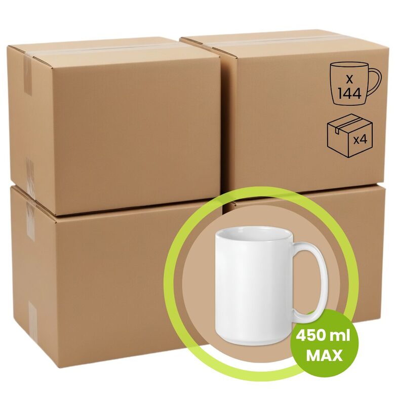 450 ml MAX Ceramic Sublimation Mug A+ (white) - Wholesale Pack (4 Boxes / 144 pcs)