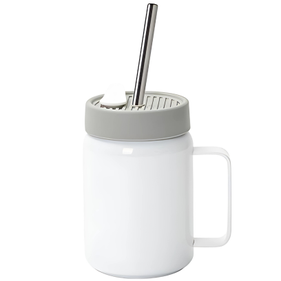 480 ml Sublimation stainless steel Mason Jar with straw and box (white/gray)
