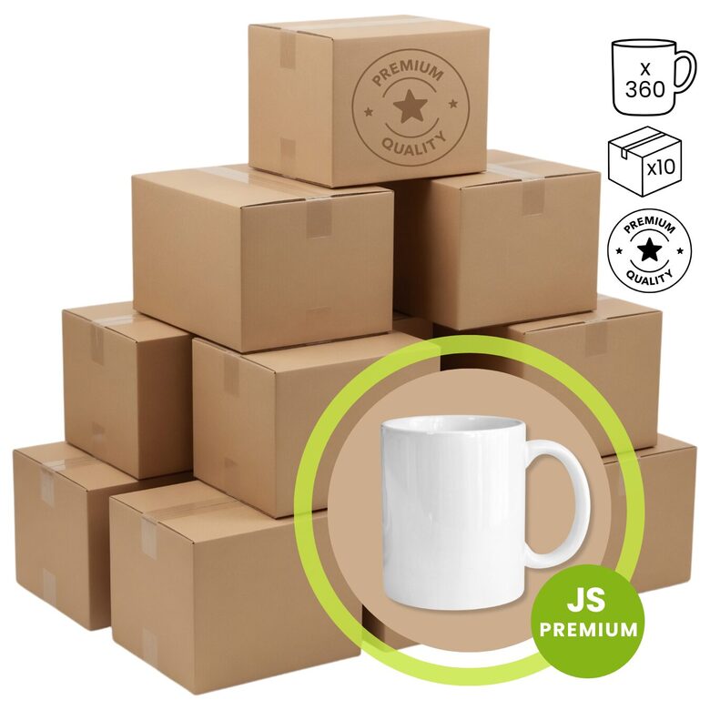 330 ml Ceramic Sublimation Mug JS PREMIUM (white) – Wholesale Pack (10 Boxes / 360 pcs)
