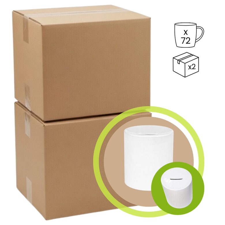 330 ml Ceramic Piggy Bank for Sublimation Printing - Wholesale Pack (2 Boxes / 72 pcs)