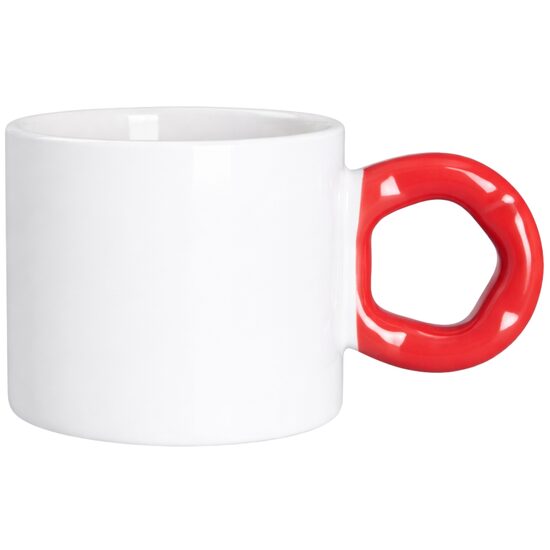 280 ml Ceramic Sublimation Mug with Donut-Shaped Handle (white/red)