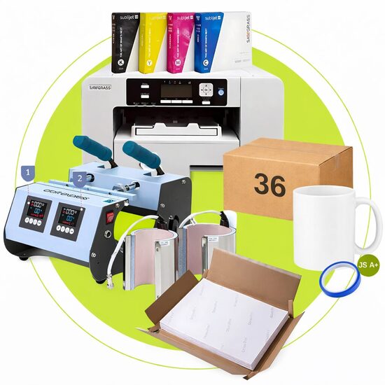 2-in-1  Krūžu un Termokrūžu prese + Sublimācijas A4 Printeris SG500 ar tintēm - Viss vienā - Sublimācijas Starta komplekts