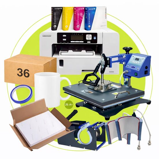 COMBO 3-in-1 Thermal Transfer Sublimation  Heat press + Printer SG500 with ink - All-in-One Sublimation Starter Kit