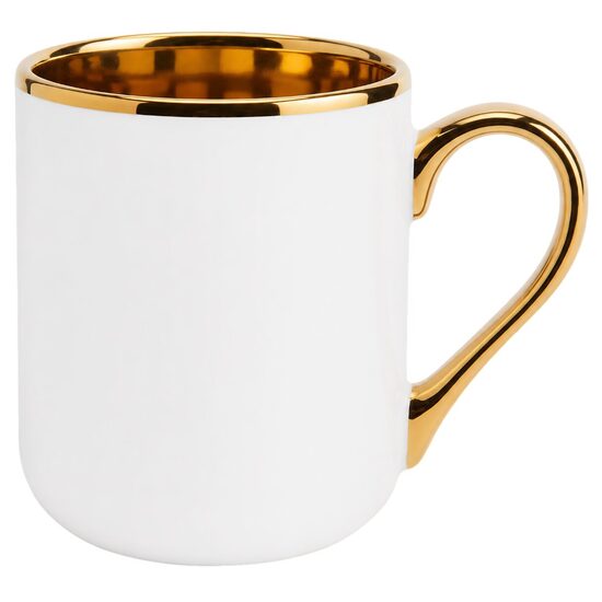 330 ml Elegant Sublimation Coffee Mug with Gold Rim and Handle (white/gold)