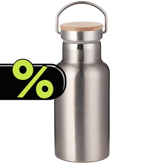 350 ml Sublimation stainless steel tumbler-bottle with a bamboo lid (silver)