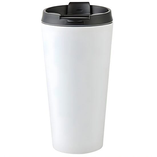 450 ml Sublimation stainless steel tumbler with clear flat lid and box (white)