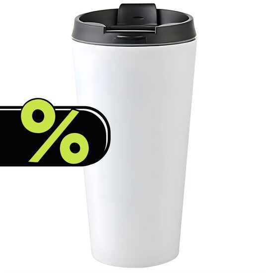 450 ml Sublimation stainless steel tumbler with clear flat lid and box (white)