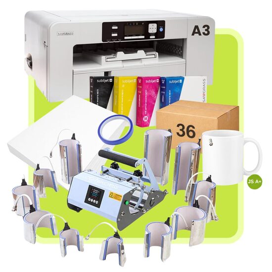 11-in-1 Elite Pro Max Sublimation Heat Press + A3 Virtuoso SG1000 Sublimation Gel printer with a Set Inks Sublimation Starter Kit
