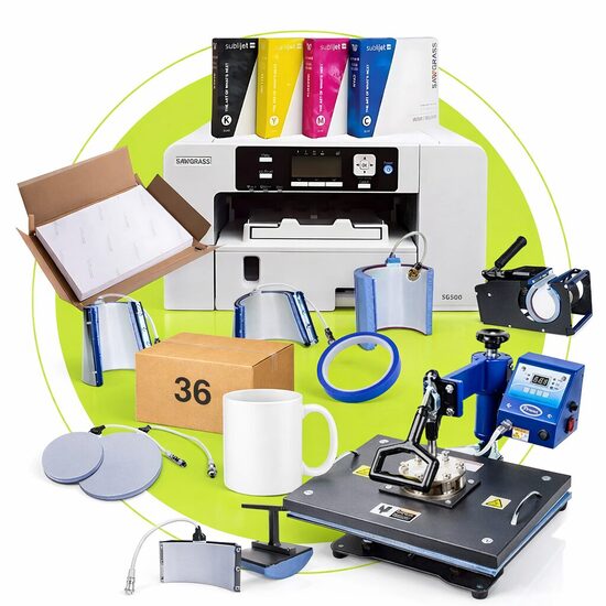 8-in-1 Combo Sublimācijas prese + A4 Sublimācijas Printeris SG500 ar tintēm - Viss vienā komplektā