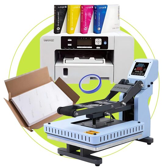 Craft Express 40 x 50 cm Blue Flat Sublimācijas prese + A4 Sublimācijas printeris SG500 ar tintēm - Viss vienā Sublimācijas Starta komplekts