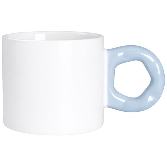 280 ml Ceramic Sublimation Mug with Donut-Shaped Handle (white/blue)
