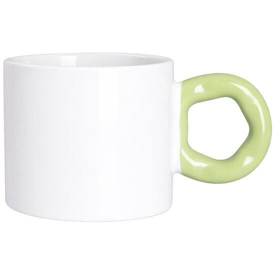 280 ml Ceramic Sublimation Mug with Donut-Shaped Handle (white/green)