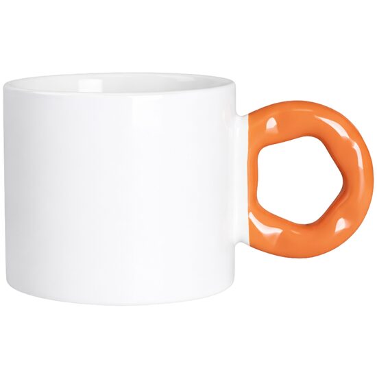 280 ml Ceramic Sublimation Mug with Donut-Shaped Handle (white/orange)