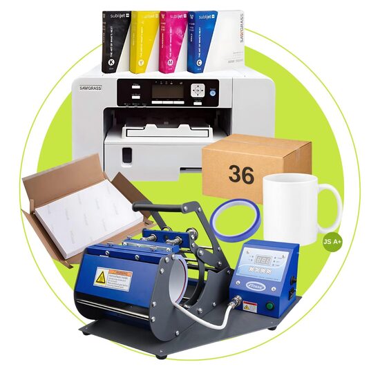 Horizontal krūžu Sublimācijas termoprese JTSB06 + A4 Sublimācijas Printeris SG500 ar tintēm - Viss vienā - Sublimācijas Starta komplekts