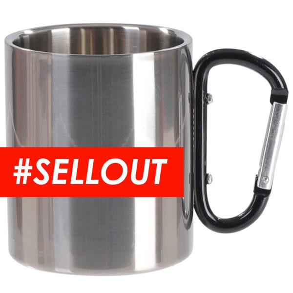 300 ml Sublimation stainless steel mug with carabiner handle and box (silver)