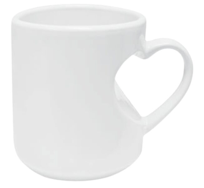 NEW! 300 ml Couple Sublimation Mug with heart-shaped handle (white)