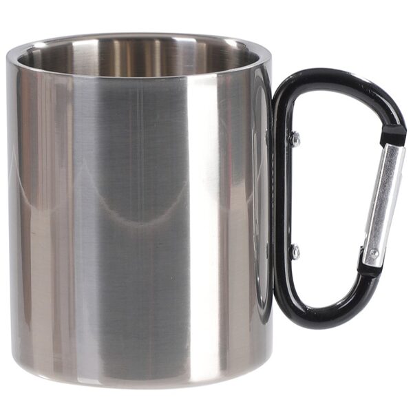 300 ml Sublimation stainless steel mug with carabiner handle and box (silver)