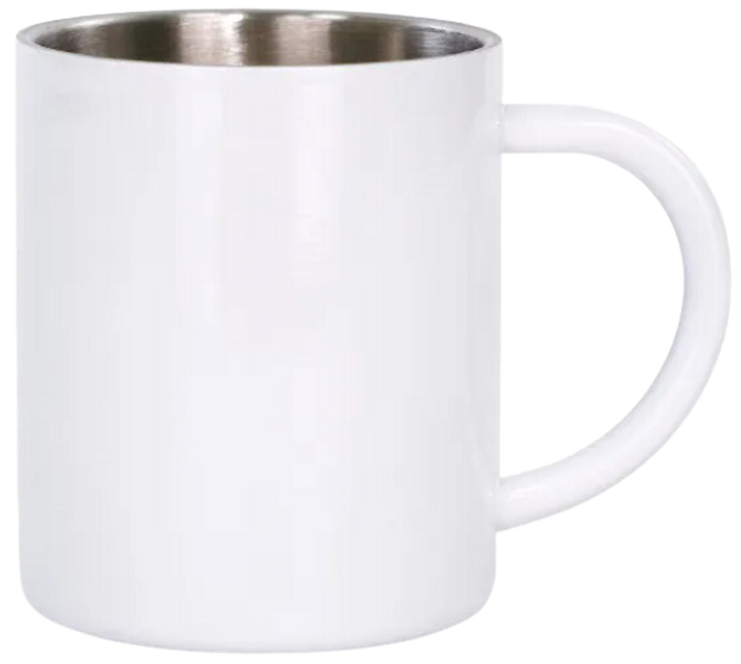 Stainless Steel Tall Cup w/ Handle(12oz/360ml,Sublimation Blank,White)