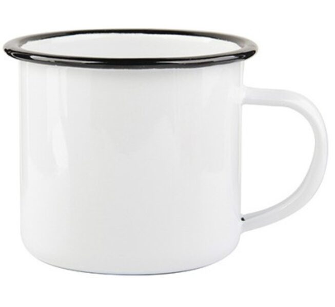 NEW! 340 ml Enamel sublimation mug with black edge lining (white)