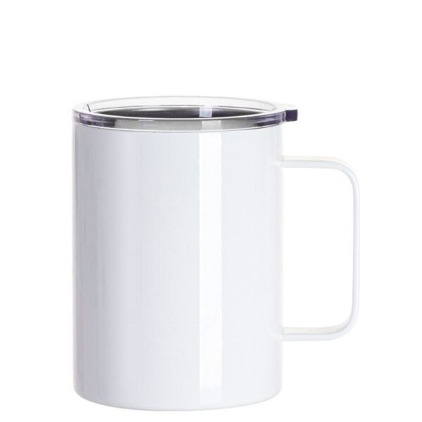 400 ml Sublimation stainless steel thermo mug with flat lid and box (white)