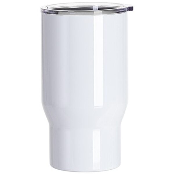 550 ml Sublimation stainless steel tumbler with clear flat lid (white)