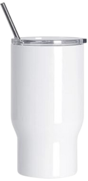 550 ml Sublimation stainless steel tumbler with flat lid, straw and box (white)